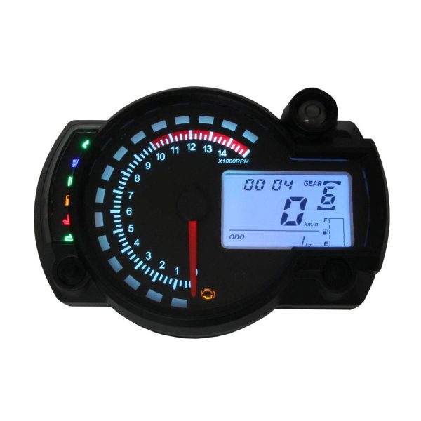 Universal Motorcycle LCD 7 Color Switch Multimeter All-in-One Digital Speedometer Analog Tachometer DC 12V 15000rpm Clock with Speed Sensor Fuel Meter Shift Indicator Turn Signal High Beam Sale