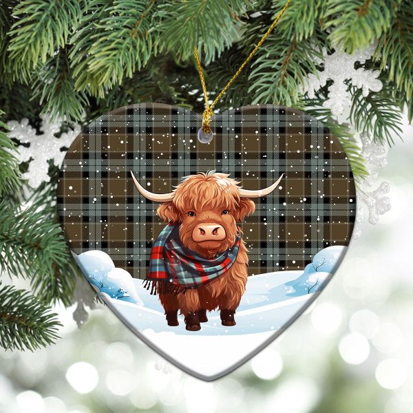 Graham of Menteith Weathered Tartan Christmas Ceramic Ornament - Highland Cows Snow Style Cheap - Image 5
