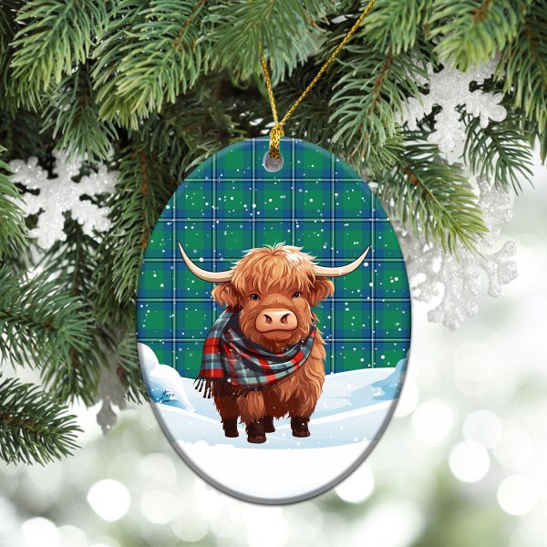 Irvine Ancient Tartan Christmas Ceramic Ornament - Highland Cows Snow Style Online - Image 3