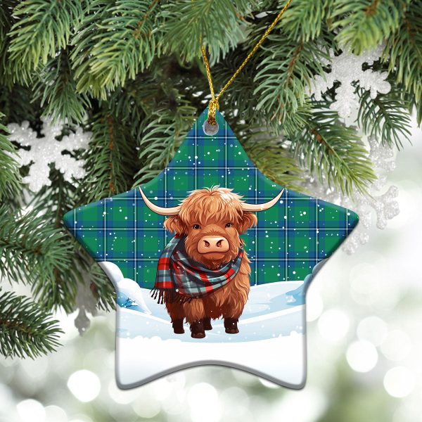 Irvine Ancient Tartan Christmas Ceramic Ornament - Highland Cows Snow Style Online - Image 4