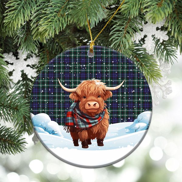 Allardice Tartan Christmas Ceramic Ornament - Highland Cows Snow Style Hot on Sale - Image 2