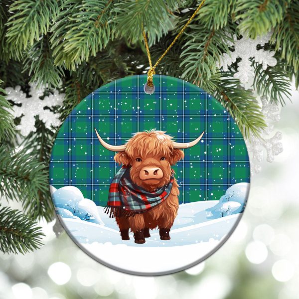 Irvine Ancient Tartan Christmas Ceramic Ornament - Highland Cows Snow Style Online - Image 2