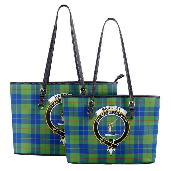 Barclay Hunting Ancient Tartan Crest Leather Tote Bag Discount - Image 4