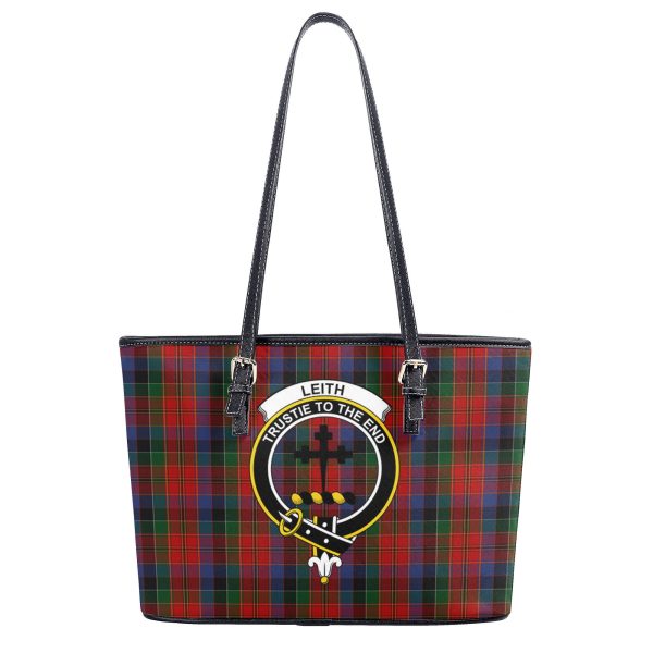 Leith Tartan Crest Leather Tote Bag Cheap - Image 2