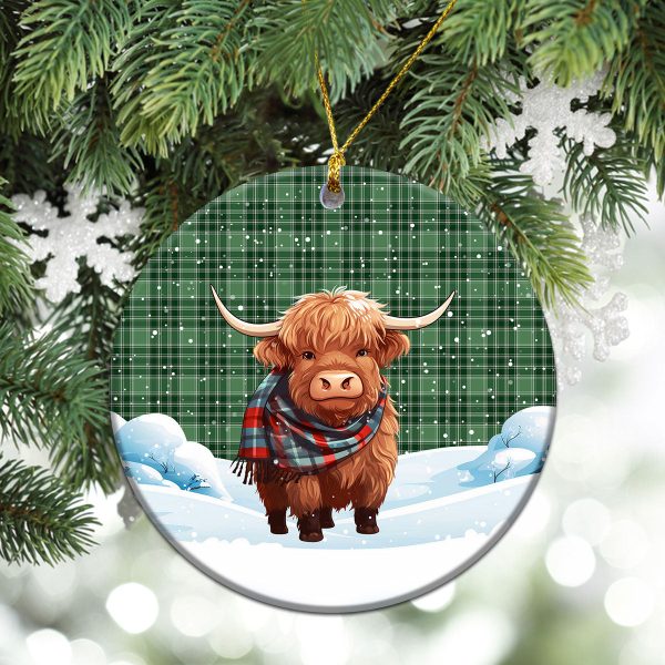 McDonald Lord of the Isles Hunting Tartan Christmas Ceramic Ornament - Highland Cows Snow Style Online now - Image 2