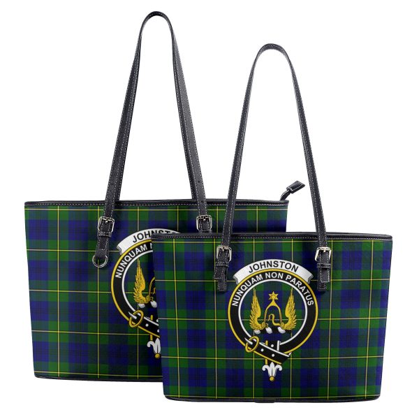 Johnston Modern Tartan Crest Leather Tote Bag For Discount - Image 4
