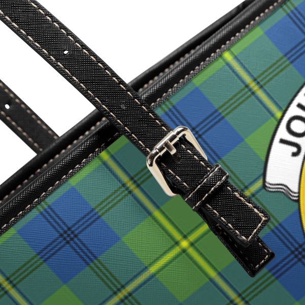 Johnstone Ancient Tartan Crest Leather Tote Bag Online Hot Sale - Image 5