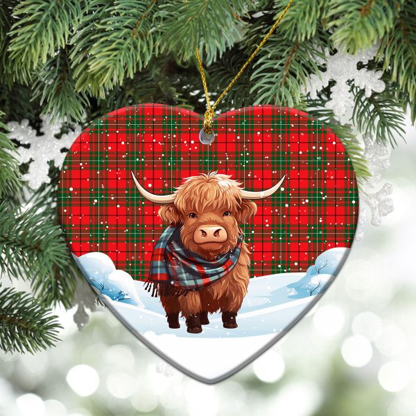McAulay Modern Tartan Christmas Ceramic Ornament - Highland Cows Snow Style For Sale - Image 5