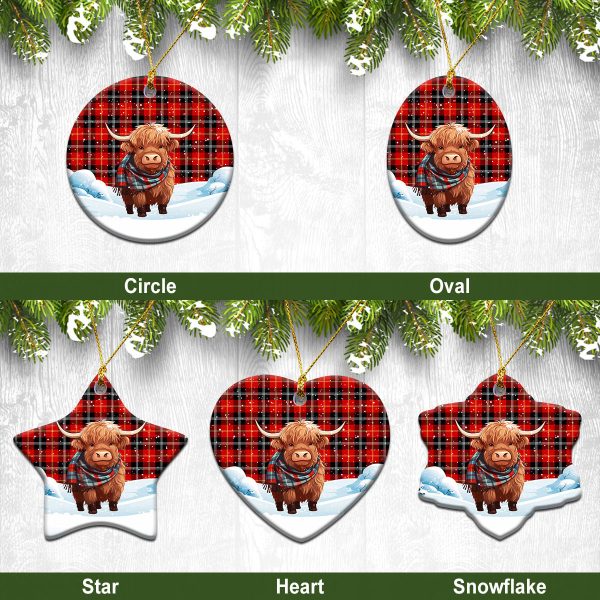 Majoribanks Tartan Christmas Ceramic Ornament - Highland Cows Snow Style Supply