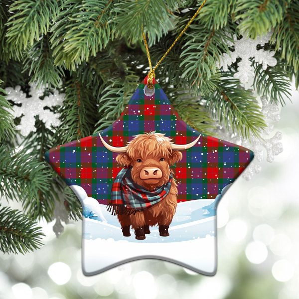 Mar Tartan Christmas Ceramic Ornament - Highland Cows Snow Style Supply - Image 4