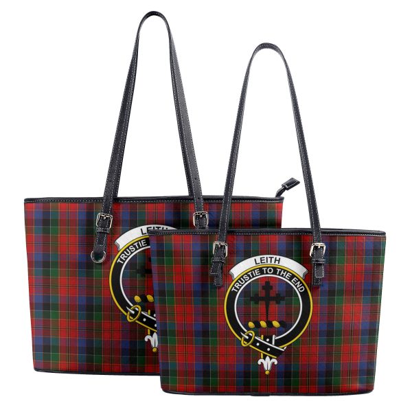 Leith Tartan Crest Leather Tote Bag Cheap - Image 4