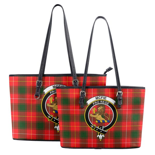 McFie Tartan Crest Leather Tote Bag Sale - Image 4