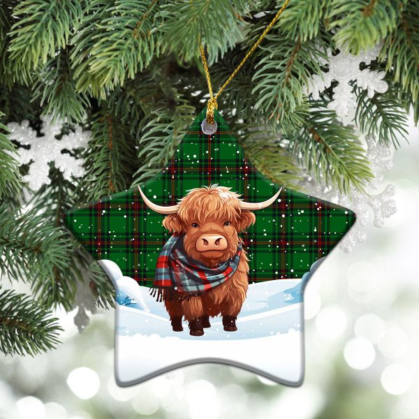 Halkett Tartan Christmas Ceramic Ornament - Highland Cows Snow Style Online Hot Sale - Image 4