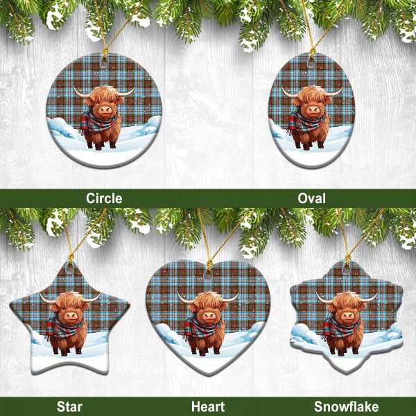 Anderson Ancient Tartan Christmas Ceramic Ornament - Highland Cows Snow Style For Cheap