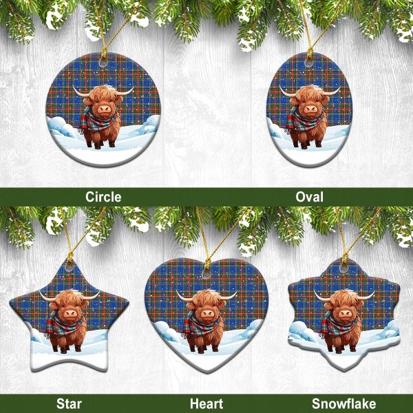 Beaton Ancient Tartan Christmas Ceramic Ornament - Highland Cows Snow Style Online Hot Sale