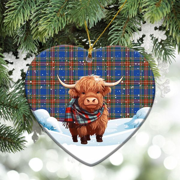 Bethune Ancient Tartan Christmas Ceramic Ornament - Highland Cows Snow Style For Sale - Image 5