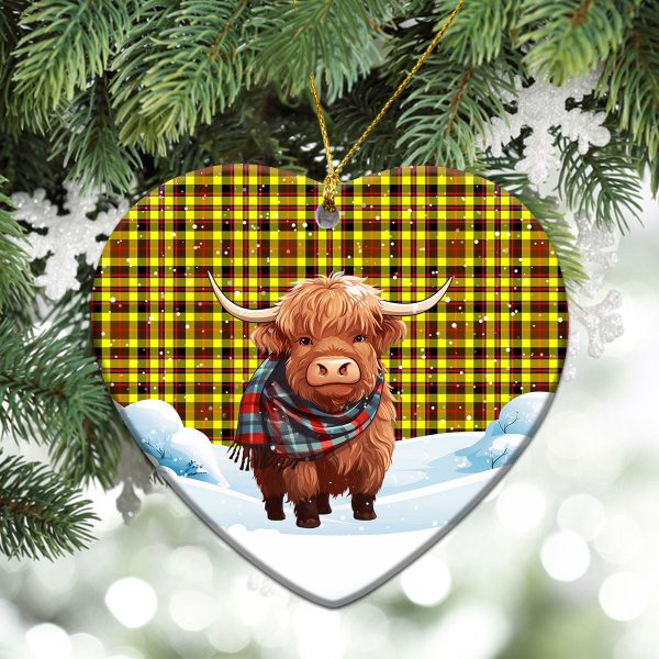 Jardine Tartan Christmas Ceramic Ornament - Highland Cows Snow Style Sale - Image 5