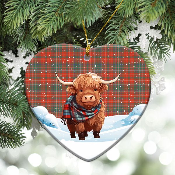 McDougall Ancient Tartan Christmas Ceramic Ornament - Highland Cows Snow Style Hot on Sale - Image 5