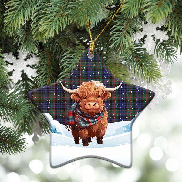 Fletcher of Dunans Tartan Christmas Ceramic Ornament - Highland Cows Snow Style Discount - Image 4