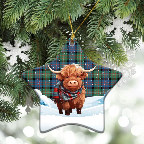 McDonnell of Glengarry Ancient Tartan Christmas Ceramic Ornament - Highland Cows Snow Style Supply - Image 4