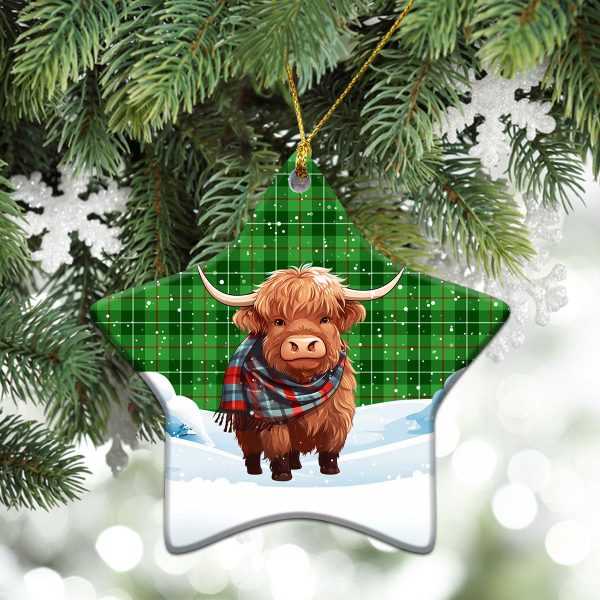 Galloway District Tartan Christmas Ceramic Ornament - Highland Cows Snow Style Online Sale - Image 4