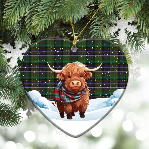 MacMillan Hunting Modern Tartan Christmas Ceramic Ornament - Highland Cows Snow Style Cheap - Image 5