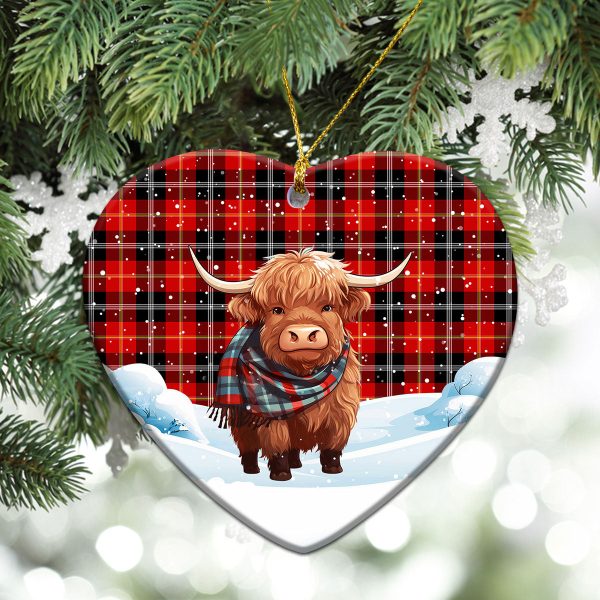 Majoribanks Tartan Christmas Ceramic Ornament - Highland Cows Snow Style Supply - Image 5