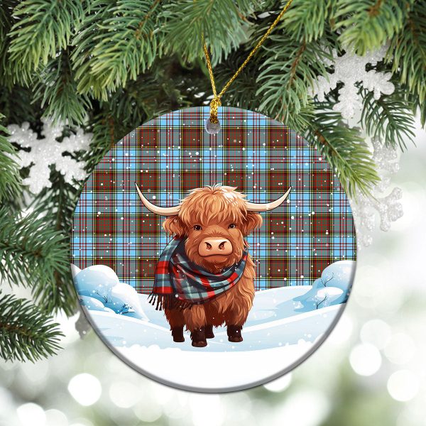Anderson Ancient Tartan Christmas Ceramic Ornament - Highland Cows Snow Style For Cheap - Image 2
