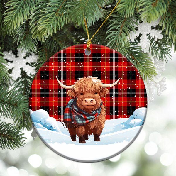 Majoribanks Tartan Christmas Ceramic Ornament - Highland Cows Snow Style Supply - Image 2
