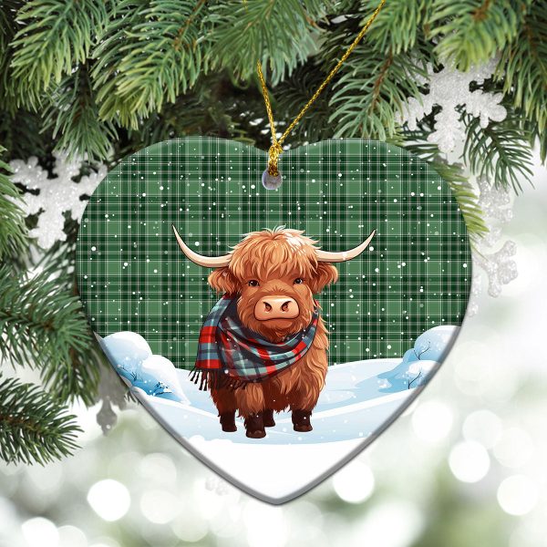 McDonald Lord of the Isles Hunting Tartan Christmas Ceramic Ornament - Highland Cows Snow Style Online now - Image 5