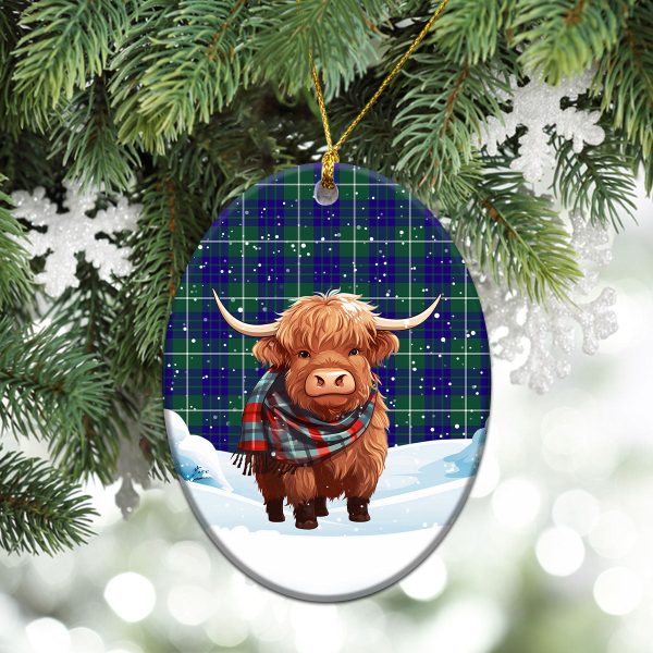 Hamilton Hunting Modern Tartan Christmas Ceramic Ornament - Highland Cows Snow Style Cheap - Image 3