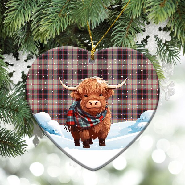 MacPherson Hunting Ancient Tartan Christmas Ceramic Ornament - Highland Cows Snow Style Cheap - Image 5