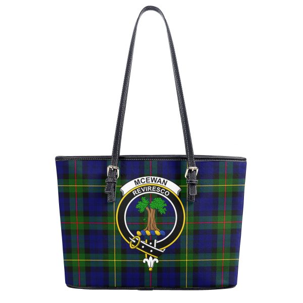 McEwan Modern Tartan Crest Leather Tote Bag Discount - Image 2