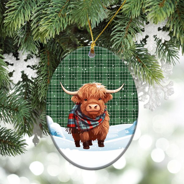 McDonald Lord of the Isles Hunting Tartan Christmas Ceramic Ornament - Highland Cows Snow Style Online now - Image 3