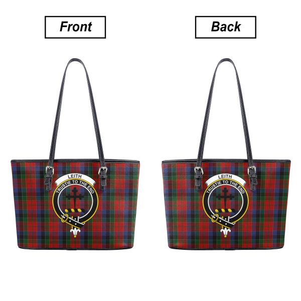 Leith Tartan Crest Leather Tote Bag Cheap - Image 3