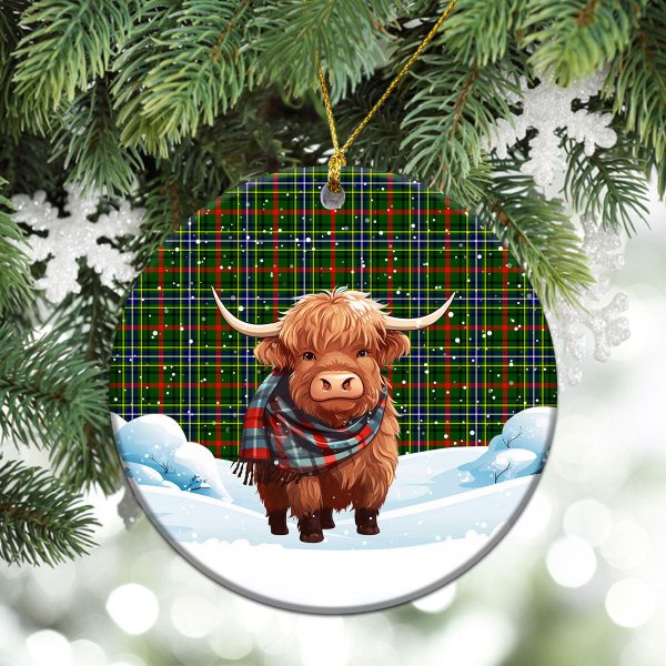 Bisset Tartan Christmas Ceramic Ornament - Highland Cows Snow Style For Cheap - Image 2