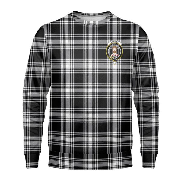 Menzies Black - White Modern Tartan Crest Sweatshirt Fashion