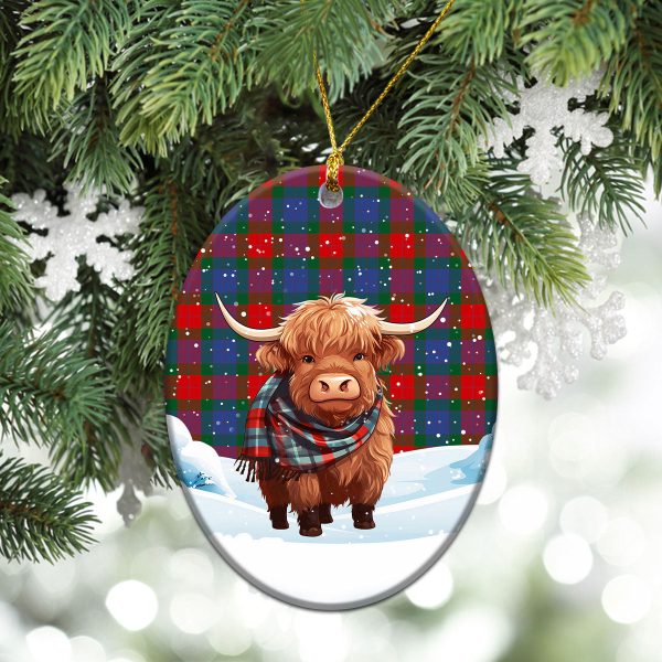 Mar Tartan Christmas Ceramic Ornament - Highland Cows Snow Style Supply - Image 3