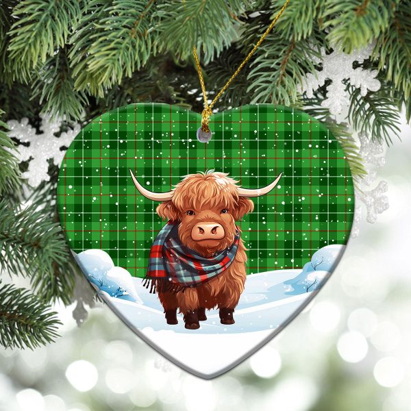 Galloway District Tartan Christmas Ceramic Ornament - Highland Cows Snow Style Online Sale - Image 5