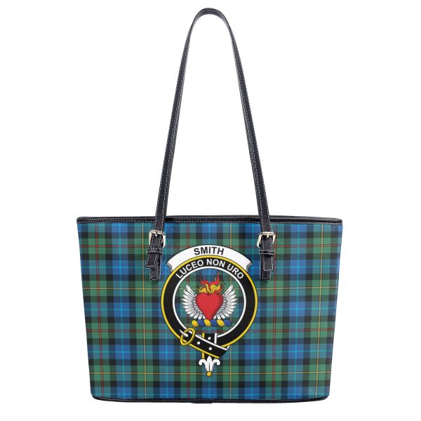 Smith Ancient Tartan Crest Leather Tote Bag Hot on Sale - Image 2