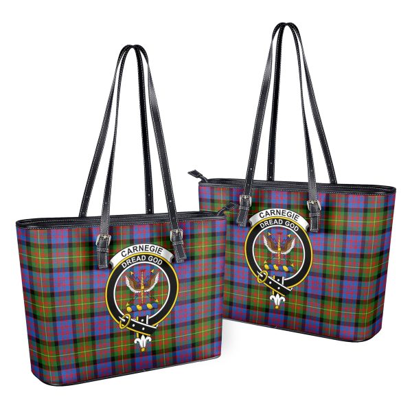 Carnegie Ancient Tartan Crest Leather Tote Bag Online now