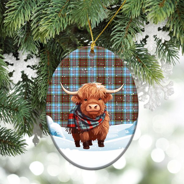 Anderson Ancient Tartan Christmas Ceramic Ornament - Highland Cows Snow Style For Cheap - Image 3