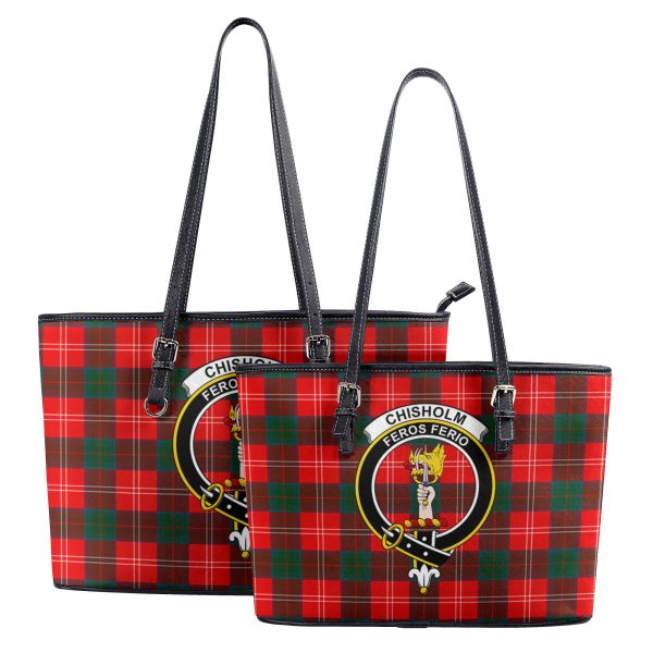 Chisholm Modern Tartan Crest Leather Tote Bag Online Hot Sale - Image 4