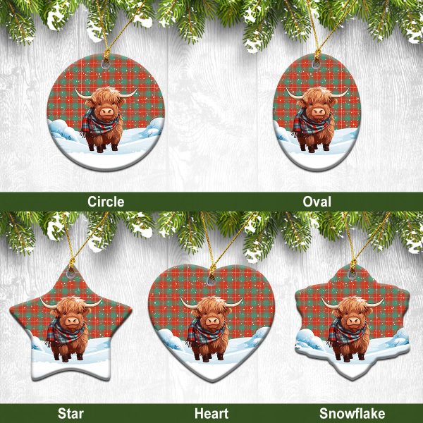 MacFie Ancient Tartan Christmas Ceramic Ornament - Highland Cows Snow Style Online Sale