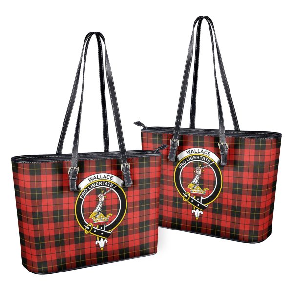 Wallace Weathered Tartan Crest Leather Tote Bag For Cheap