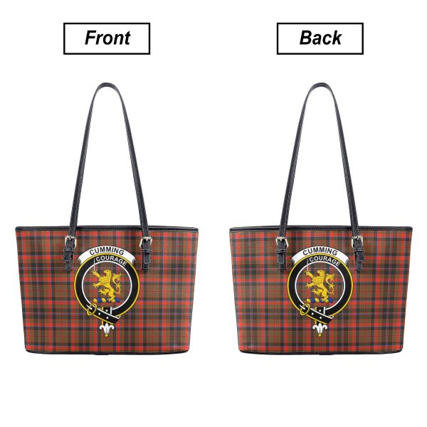Cumming Hunting Weathered Tartan Crest Leather Tote Bag Online - Image 3