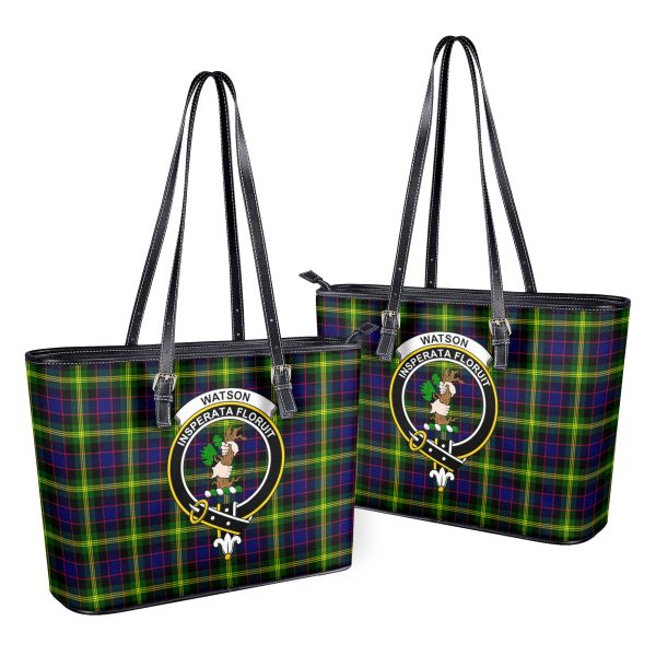 Watson Modern Tartan Crest Leather Tote Bag For Discount