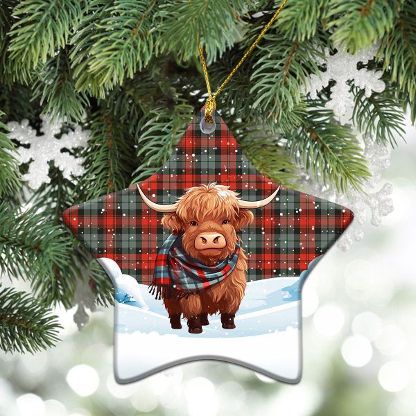 MacLachlan Weathered Tartan Christmas Ceramic Ornament - Highland Cows Snow Style For Discount - Image 4