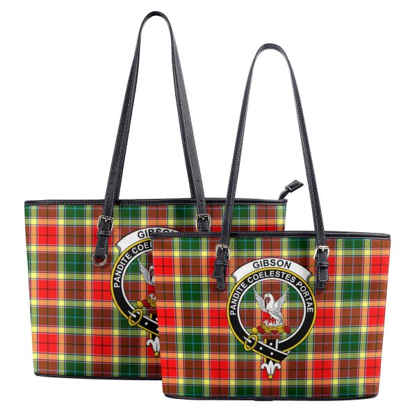 Gibson Tartan Crest Leather Tote Bag Hot on Sale - Image 4
