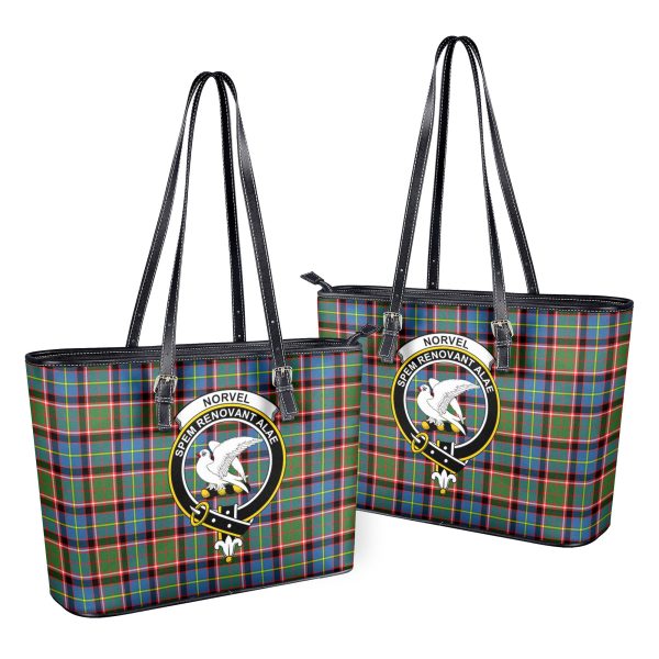 Norvel (or Norvill) Tartan Crest Leather Tote Bag Online now